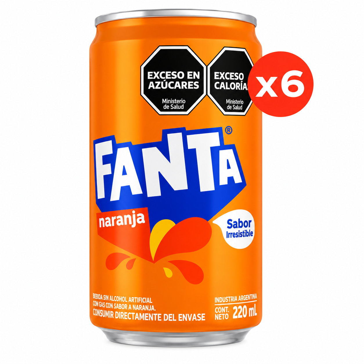 Fanta Naranja - Lata 220 ml - Pack x6