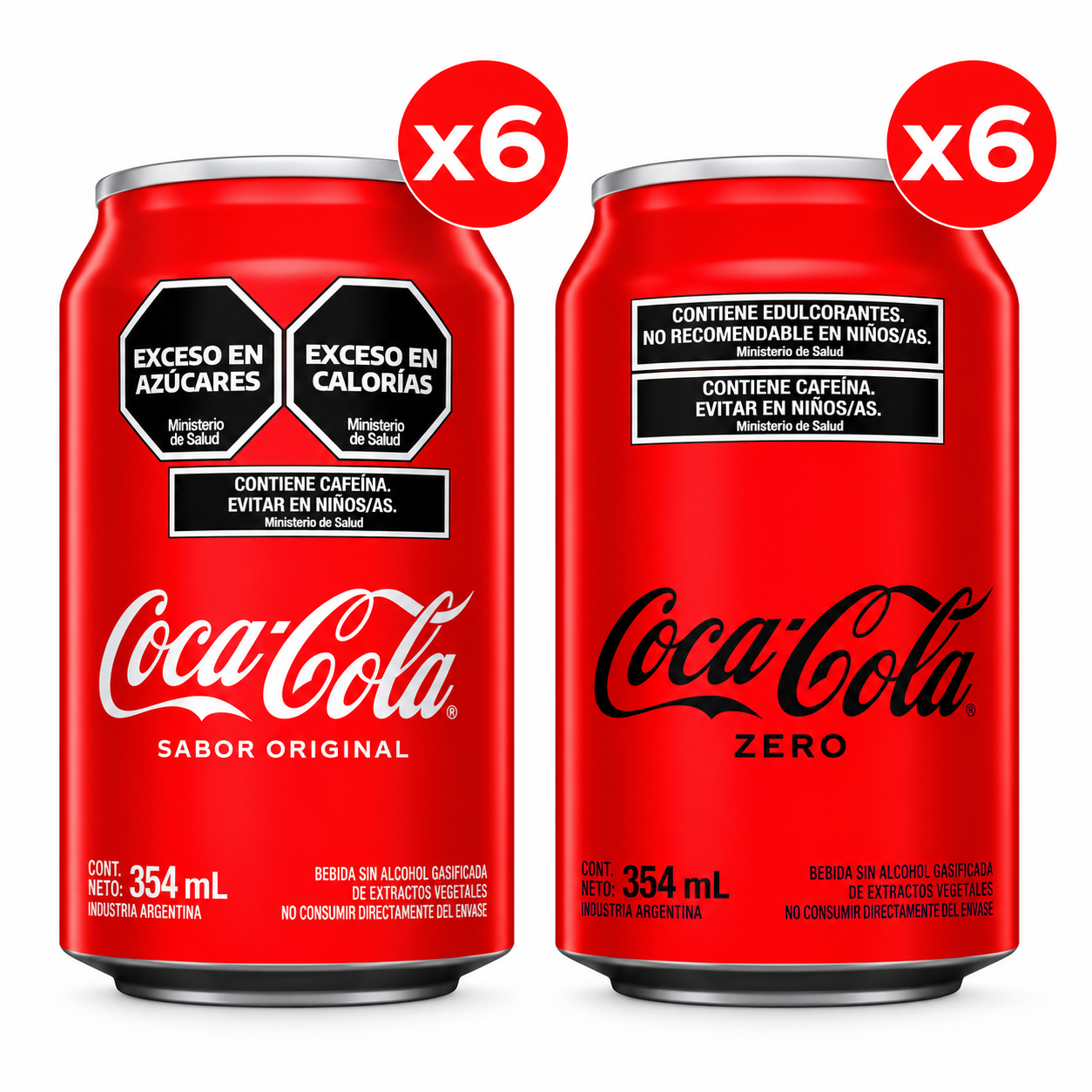 Coca-Cola Original y Zero - Lata 354 ml - Pack x6