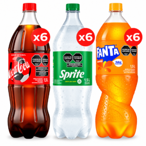 Coca-Cola, Sprite y Fanta - Botellas 1,5 L - Pack x6