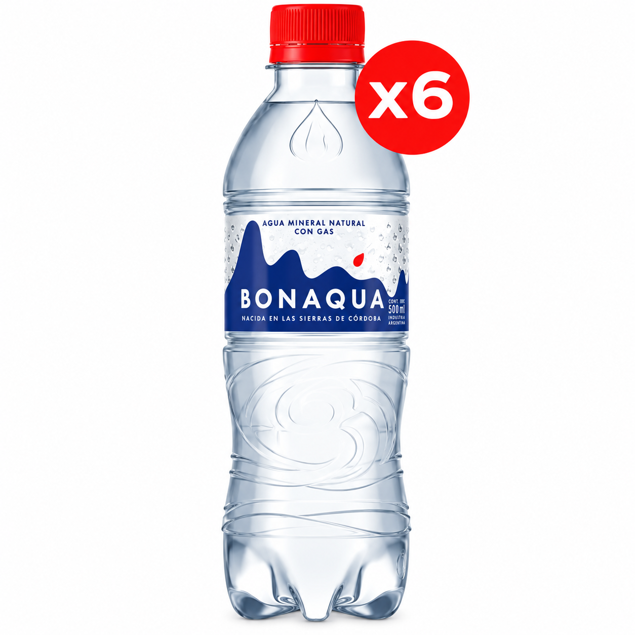 Bonaqua - Agua mineral con gas 500 ml - Pack x6
